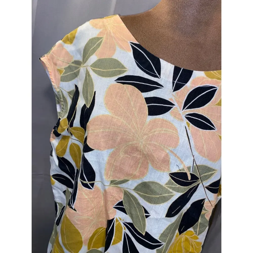 Rachel Zoe Tropical Floral Linen Blouse Top Button Back Small EUC Linen - Picture 7 of 11